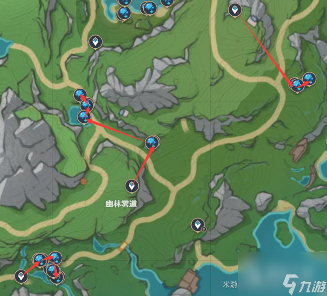 原神4.2湖光铃兰快速收集路线图介绍