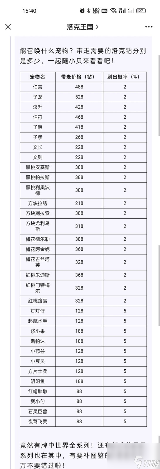 洛克王國愛德華的召喚有哪些寵物-愛德華的召喚攻略2023