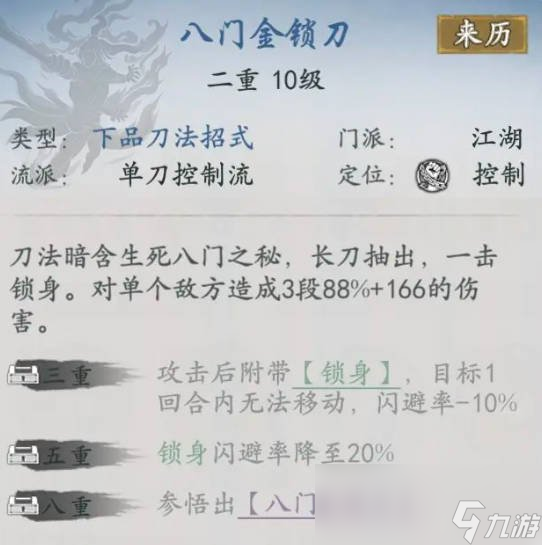 《代號：俠》八門金鎖刀怎么樣 八門金鎖刀武學(xué)介紹