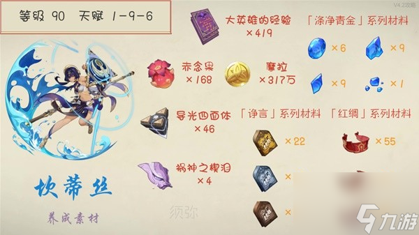 《原神》4.2坎蒂丝角色满级养成材料汇总