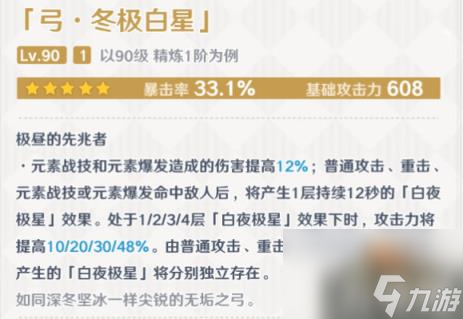 原神冬极白星90级属性是怎样的(冬极白星满级效果分享)