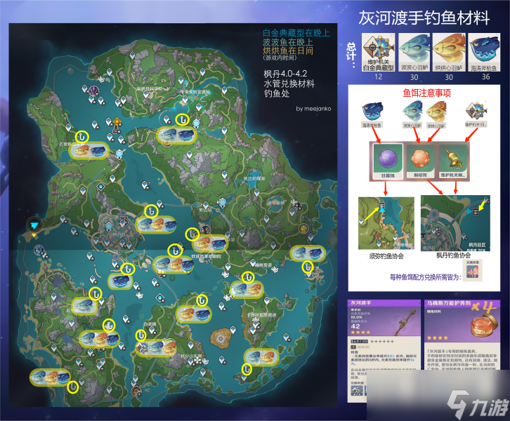 《原神》4.2水神芙寧娜武器灰河渡手水管釣魚(yú)位置一覽