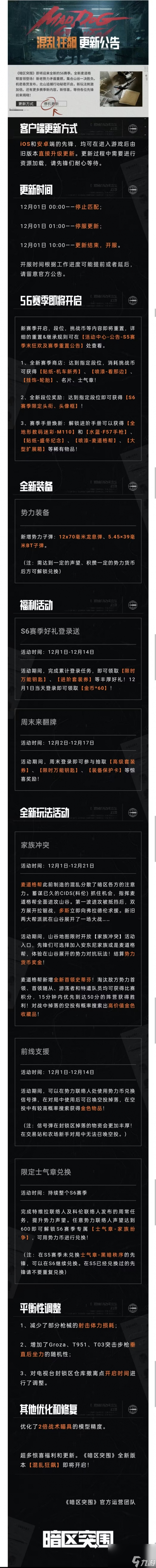 《暗區(qū)突圍》12月1日更新了什么 12月1日更新公告