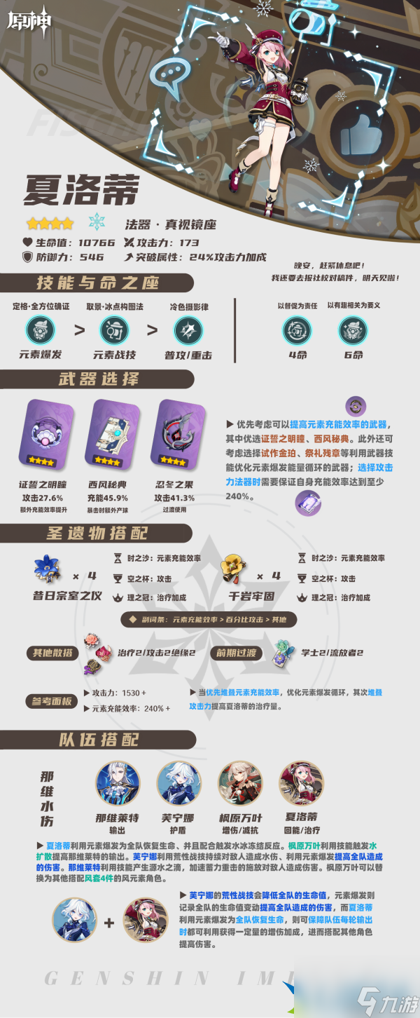 原神4.2夏洛蒂怎么养-夏洛蒂机制养成队伍搭配攻略