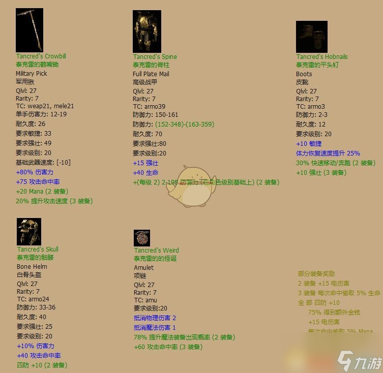 《暗黑破坏神2》全绿色套装属性一览及赏析
