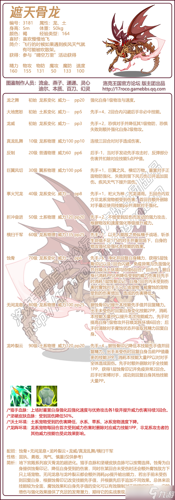 洛克王国遮天骨龙介绍一览