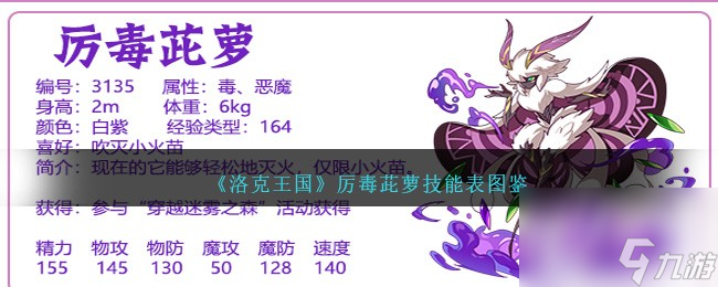 洛克王国厉毒茈萝技能表图鉴介绍-厉毒茈萝如何样「必看」