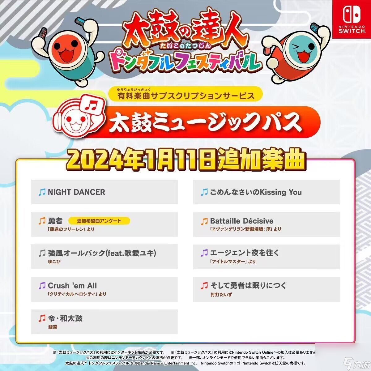 《太鼓达人：咚咚雷音祭》1月11日新曲发布