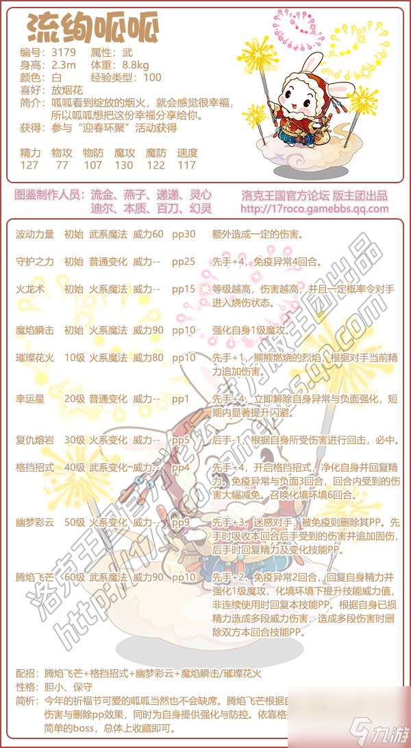 洛克王国流绚呱呱技能表图鉴