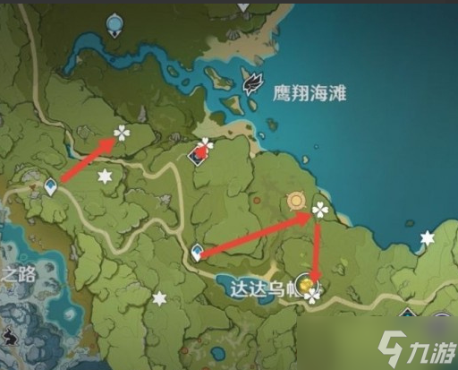 《原神》蒲公英采集路線