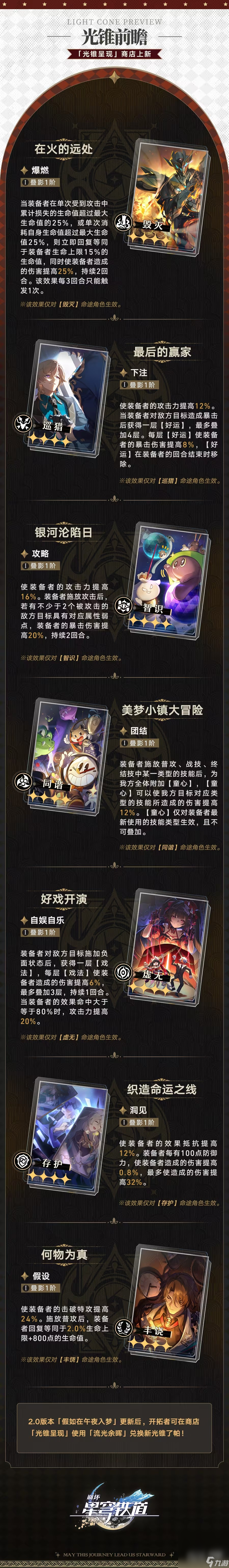 《崩坏：星穹铁道》2.0全新四星光锥速览