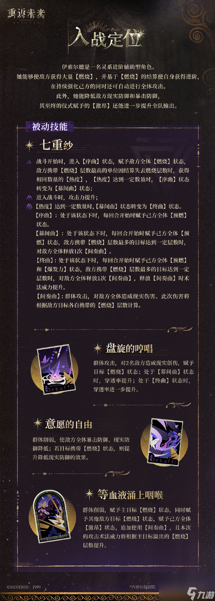 重返未来1999伊索尔德技能介绍,重返未来1999伊索尔德技能有哪些