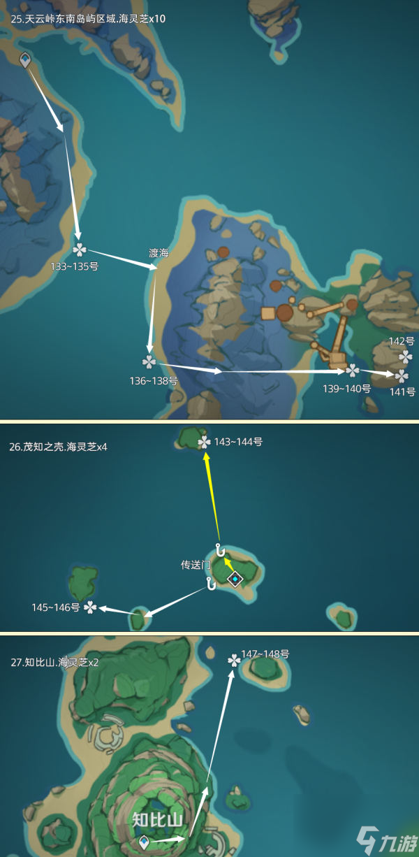 原神海靈芝全采集路線一覽,原神165個海靈芝采集路線分享