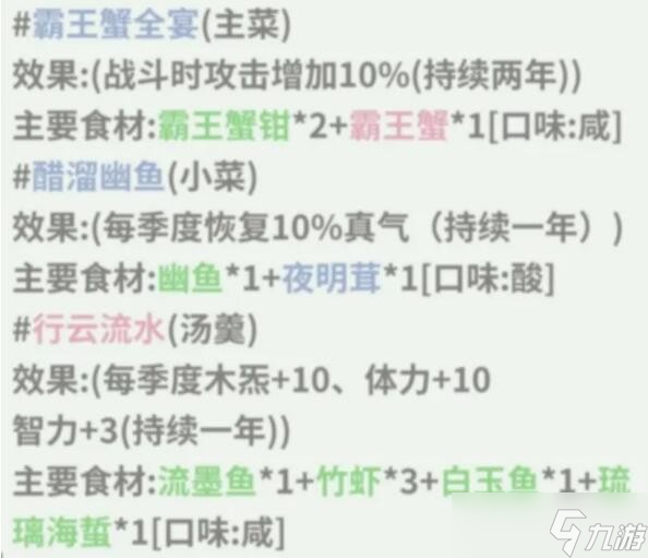 伏魔人偶转生模拟器行云流水食谱配方及效果一览
