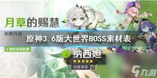 原神大世界BOSS掉什么素材 原神3.6版大世界BOSS素材表