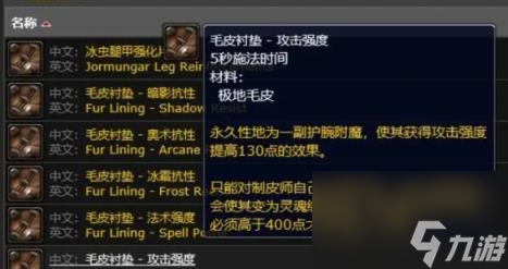魔兽世界专业属性加成一览