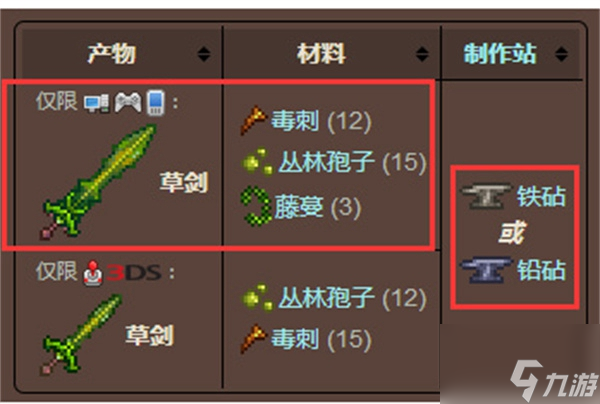 泰拉瑞亚草雉剑为什么做不了