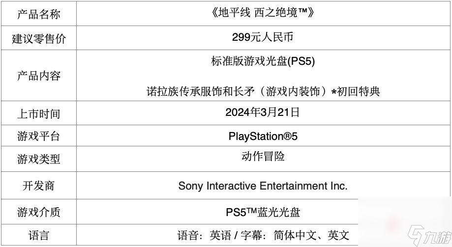 《地平线西之绝境》国行版将于3月21日发售 标准版299元