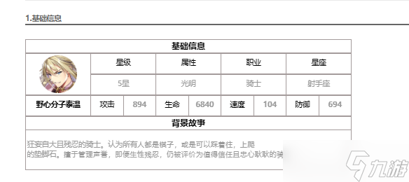 《第七史诗》野心分子泰温属性介绍