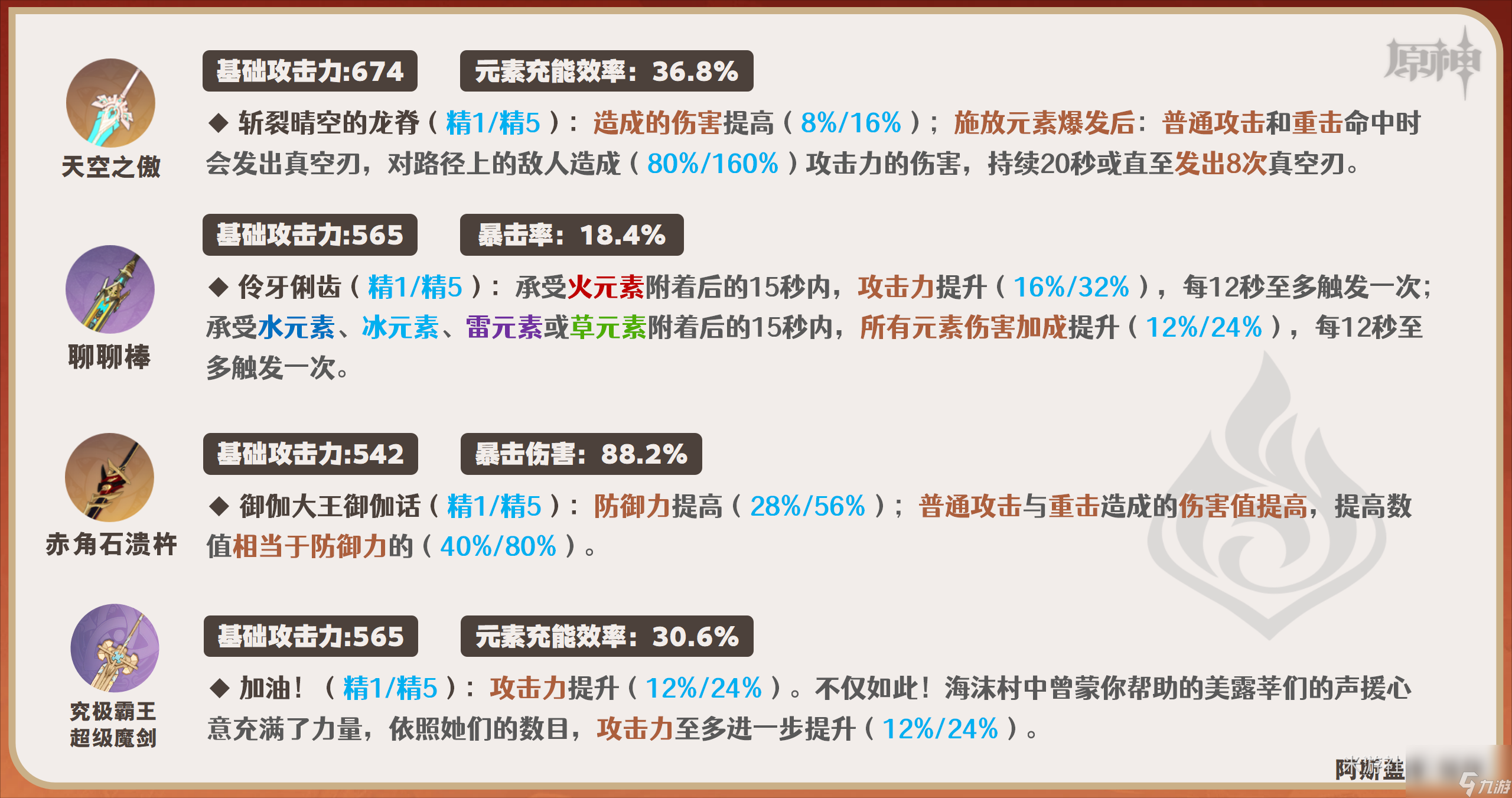 原神嘉明武器选择推荐