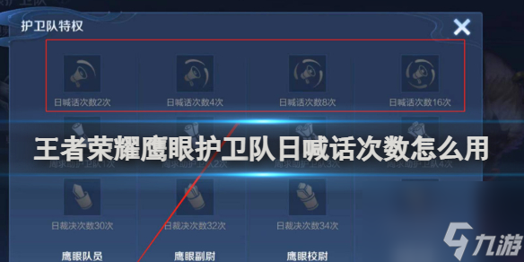 王者榮耀鷹眼護衛(wèi)隊日喊話次數(shù)使用方法