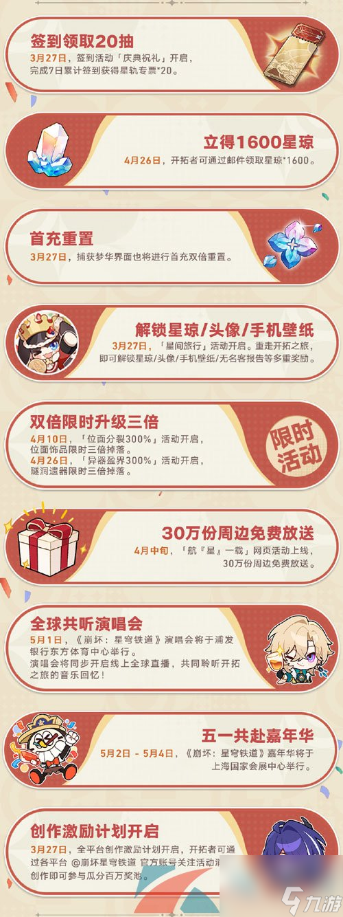 崩坏星穹铁道一周年庆典福利奖励一览