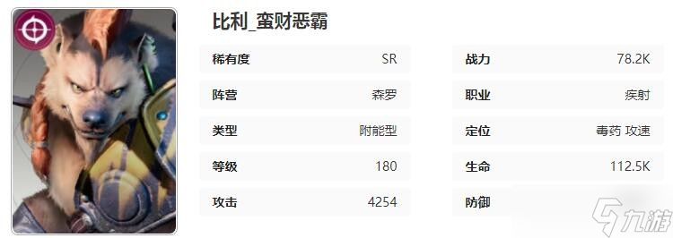 星際52區(qū)比利角色技能屬性介紹