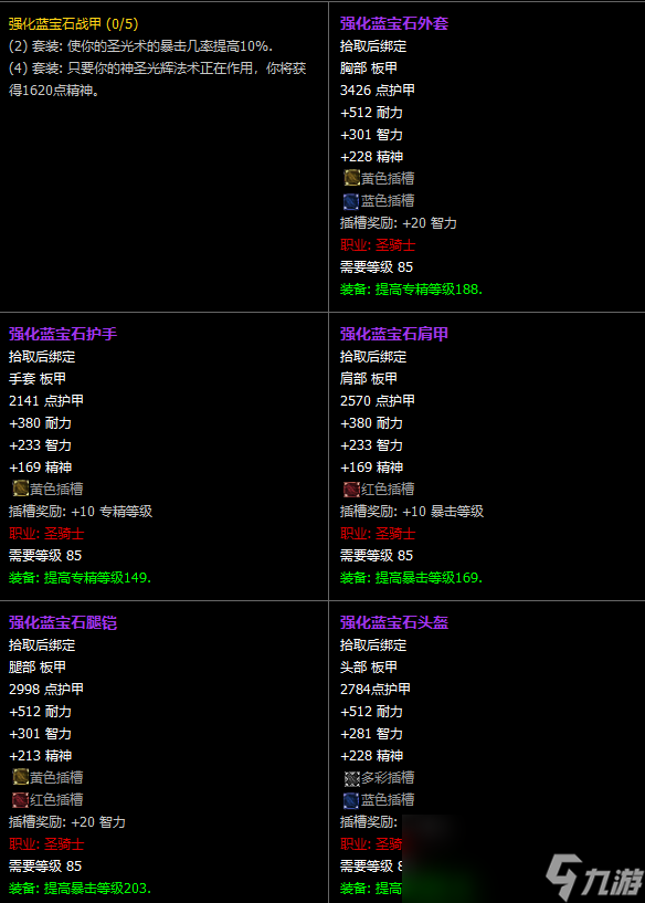 魔獸世界CTM懷舊服圣騎士T11套裝屬性一覽