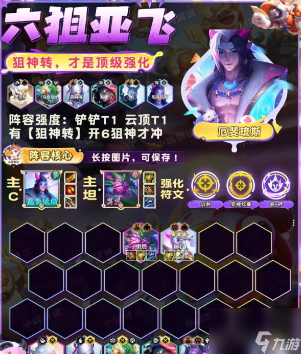 <a id='link_pop' class='keyword-tag' href='https://www.9game.cn/jcczz/'>金铲铲之战</a>六狙亚飞实战攻略与阵容构建详解