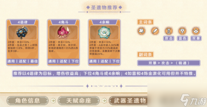 原神克洛琳德圣遗物推荐