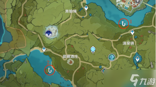 原神蒙德钓鱼点位置