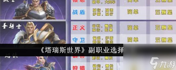 《塔瑞斯世界》副职业选择分析