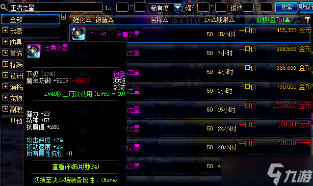 DNF60版本驱魔顶级装备一览：王者之星究竟值多少钱？