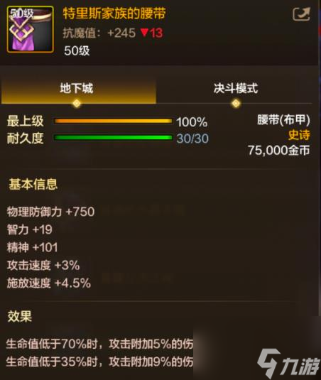 地下城與勇士起源特里斯家族的腰帶圖鑒