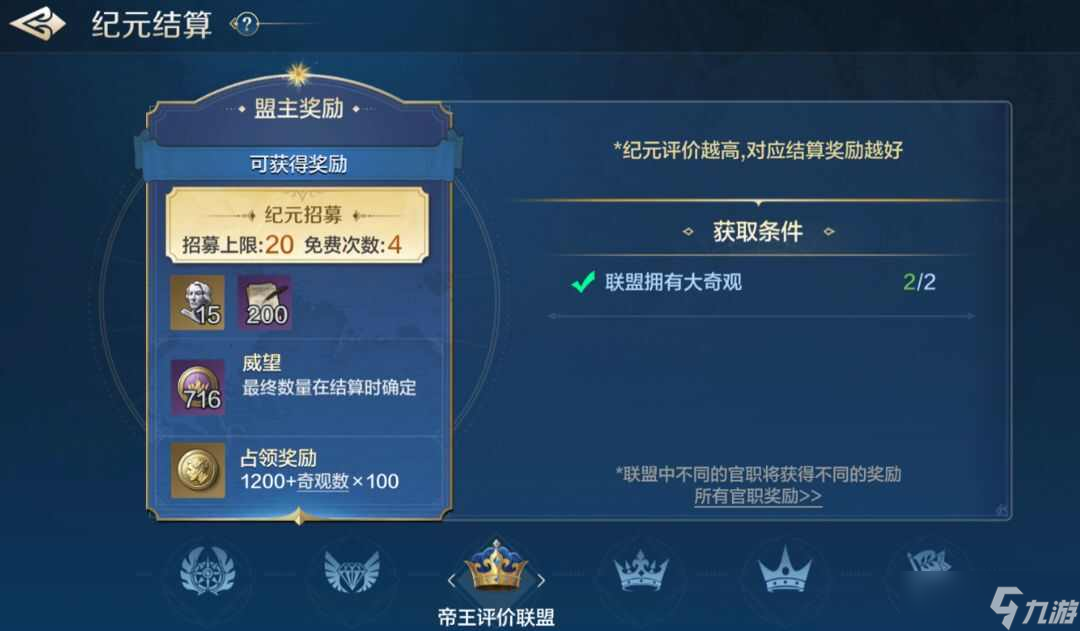 世界启元纪元结算机制攻略