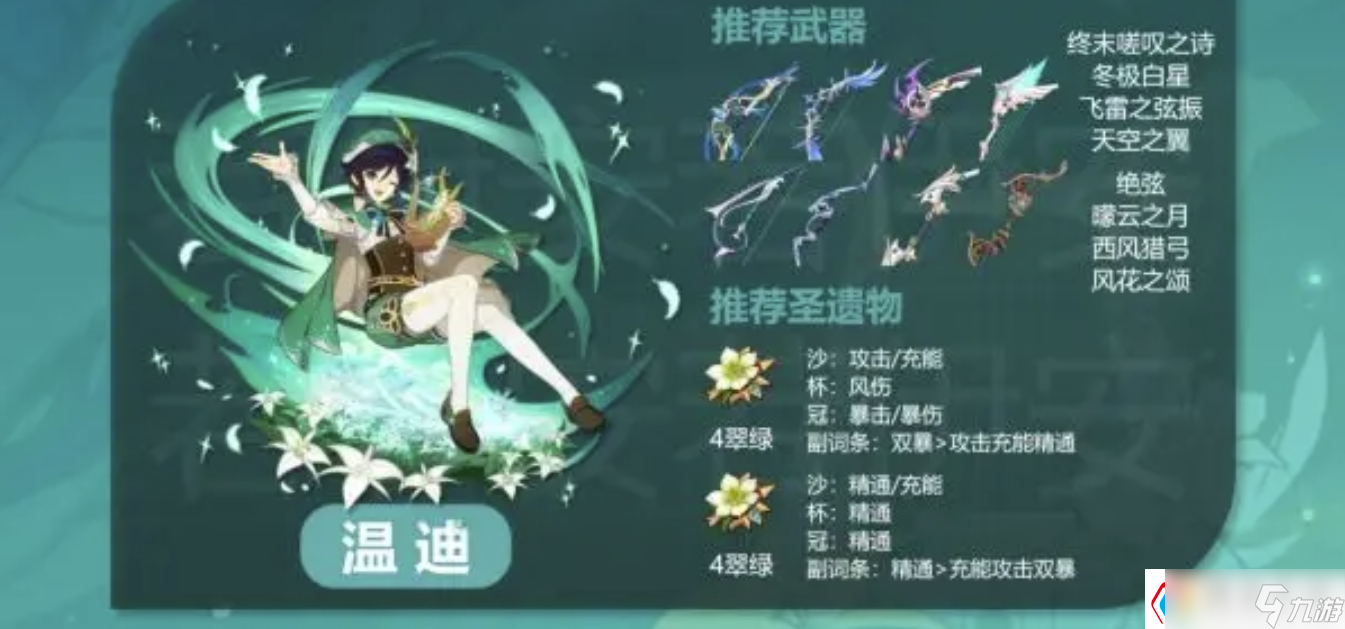 原神溫迪圣遺物推薦-原神溫迪武器推薦排行