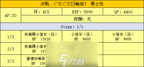 FGO日輪城勇士級(jí)配置攻略 明治維新第三戰(zhàn)配置掉落