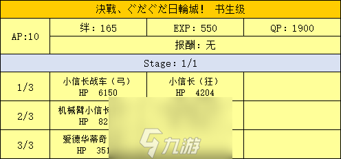 FGO日輪城書生級配置攻略 明治維新第三戰(zhàn)配置掉落