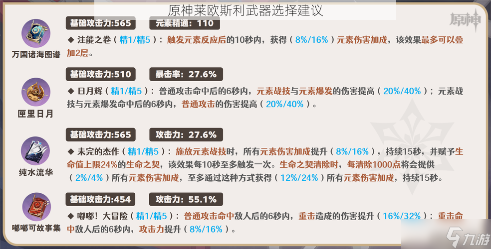 原神莱欧斯利武器选择建议