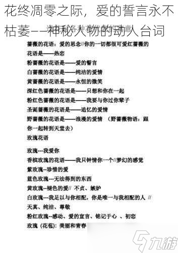 花終凋零之際，愛(ài)的誓言永不枯萎——神秘人物的動(dòng)人臺(tái)詞