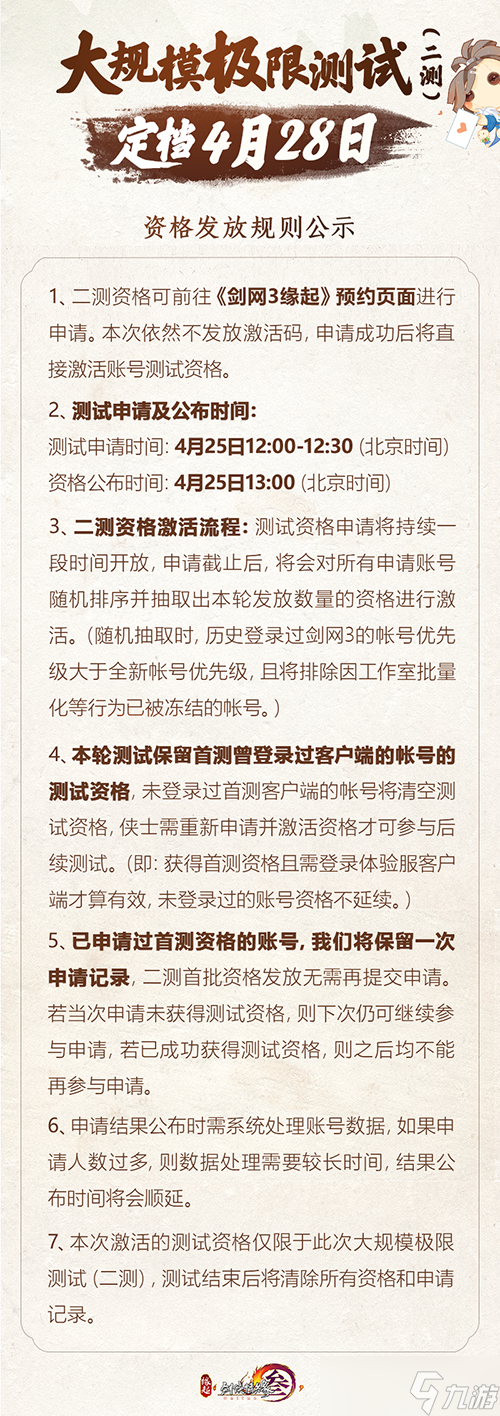 《剑网3缘起》百万预约奖励再加码 二次测试时间公布