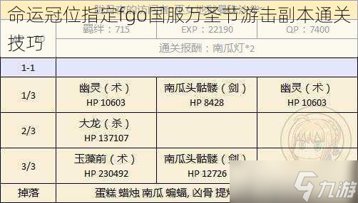 命运冠位指定fgo国服万圣节游击副本通关技巧