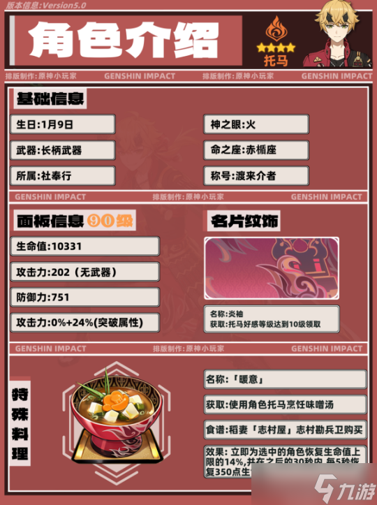 【原神】V5.0攻略 | 托马角色培养攻略