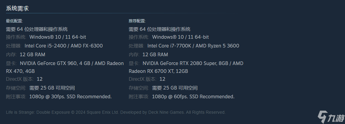 《奇异人生》双重曝光pc配置要求一览