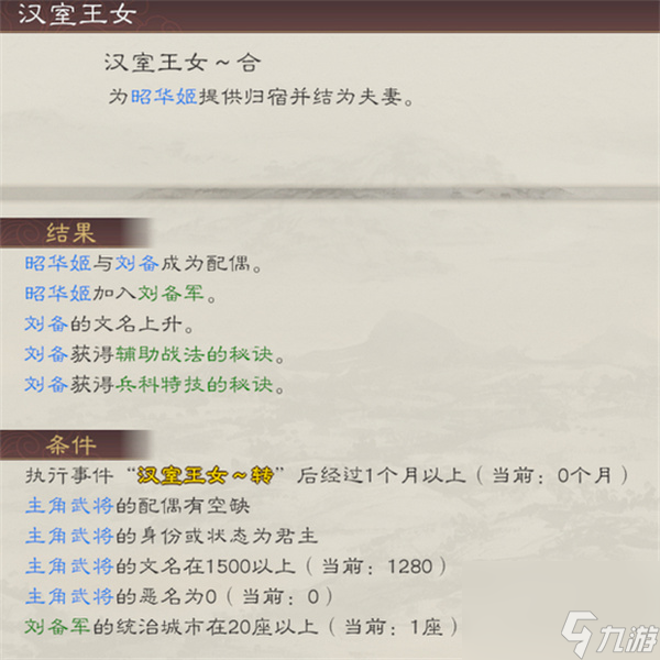 三国志8重制版娶昭华姬条件及作用说明