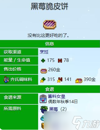星露谷物語黑莓脆皮餅配方怎么獲取