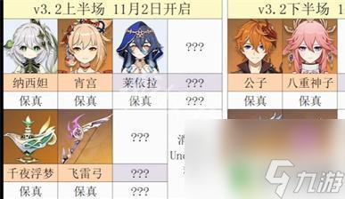 原神歷屆up池內容 《原神》3.2版本up池順序一覽