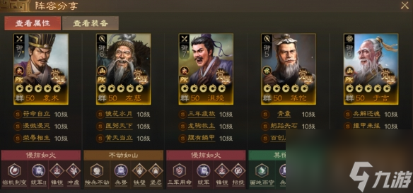 三国志战棋版诸侯合战五队共存阵容推荐