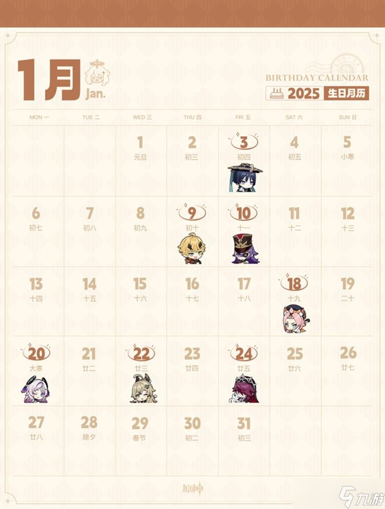 原神1月份有哪些角色過生日 一月過生日的原神角色