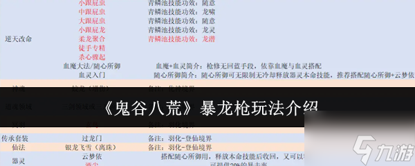 《鬼谷八荒》暴龙枪玩法介绍